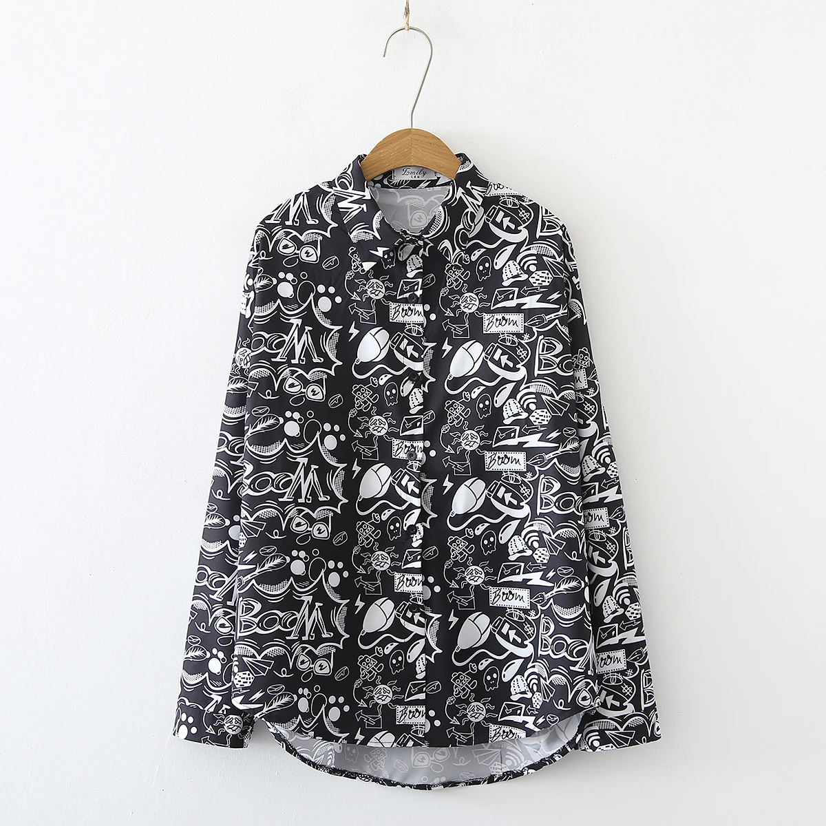 Yedinas отложной воротник уличная Женские топы и блузки футболка с граффити женские