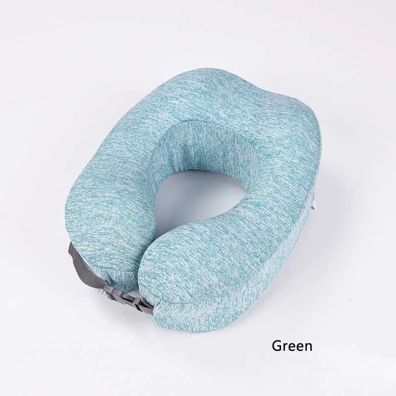green U-образная подушка для поддержки шеи с эффектом памяти, подушка для путешествий, самолет, подголовник для сна, офисные подушки для отдыха - Цвет: green