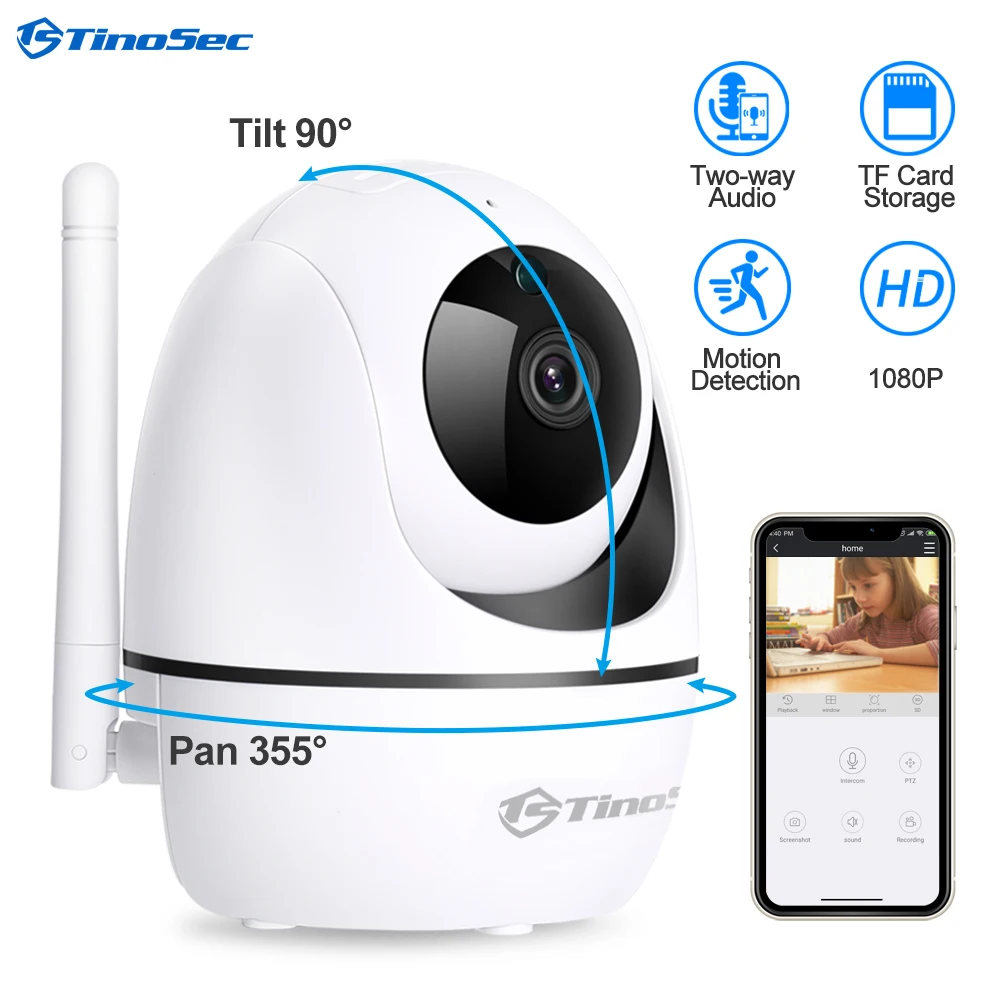 TinoSec 1080P HD Беспроводная IP камера Wifi CCTV домашняя PTZ мини двухсторонняя аудио