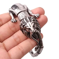 new hiphop stainless steel chain lion head clasp mens cuff jewelry silver color punk style bracelet bangle 21cm