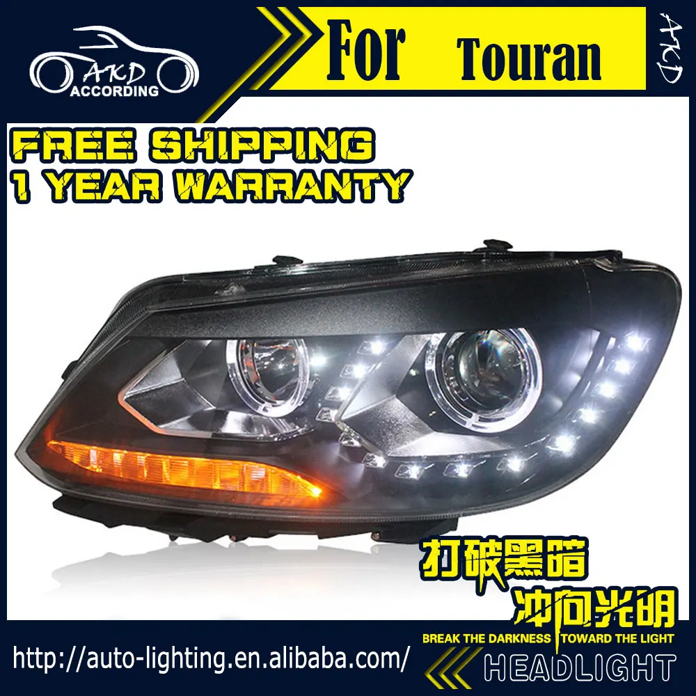 AKD автостайлинг фары для Touran 2011 2015 светодиодный ные DRL D2H Hid сигнал поворота Bi Xenon