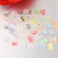 boliao new 30pcs 711mm ab color butterfly shiny resin flat back rhinestone glue on bagsclothes home decoration r371