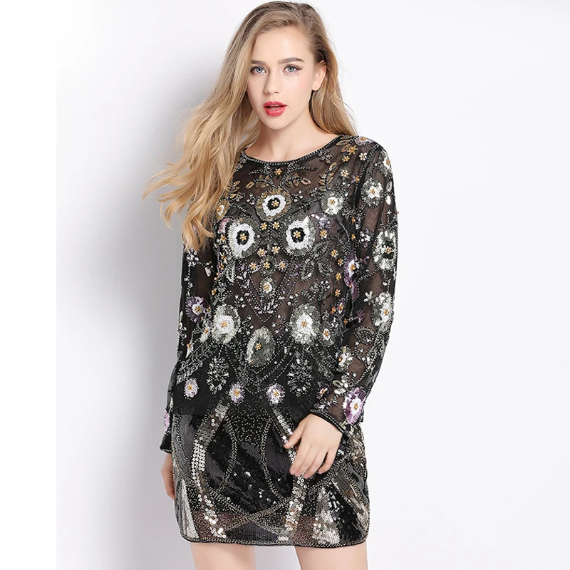 H80 &amp S90 новые женские модные топы пикантные Вечерние бисером пуловер украшенный