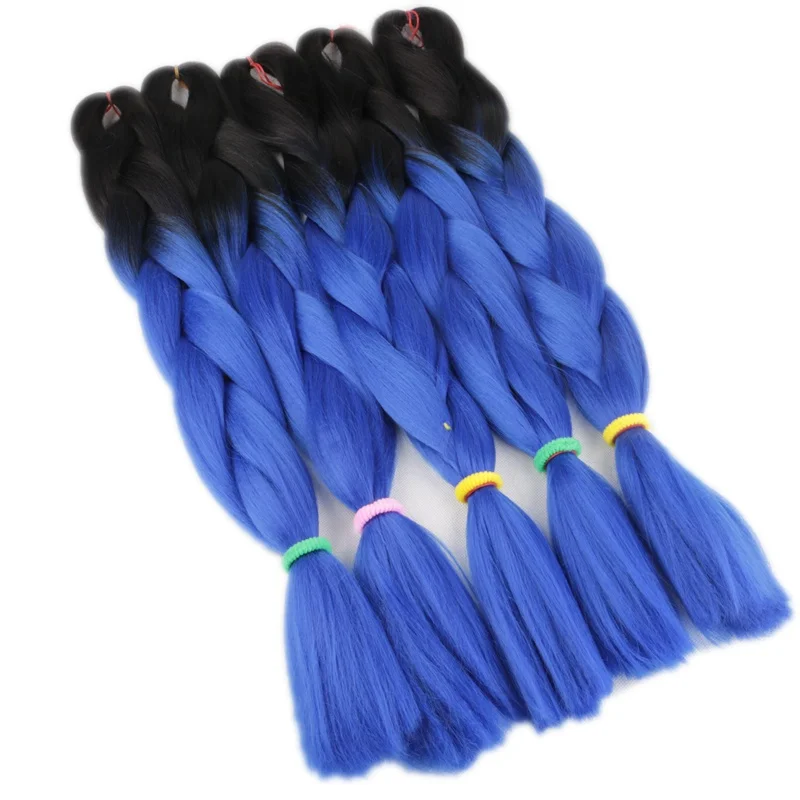 Desire for hair, 1 упаковка, 24 дюйма, 100 г, синтетические огромные косички, цвет Омбре, черный, серый, бордовый, косички для наращивания волос - Цвет: T1B/синий