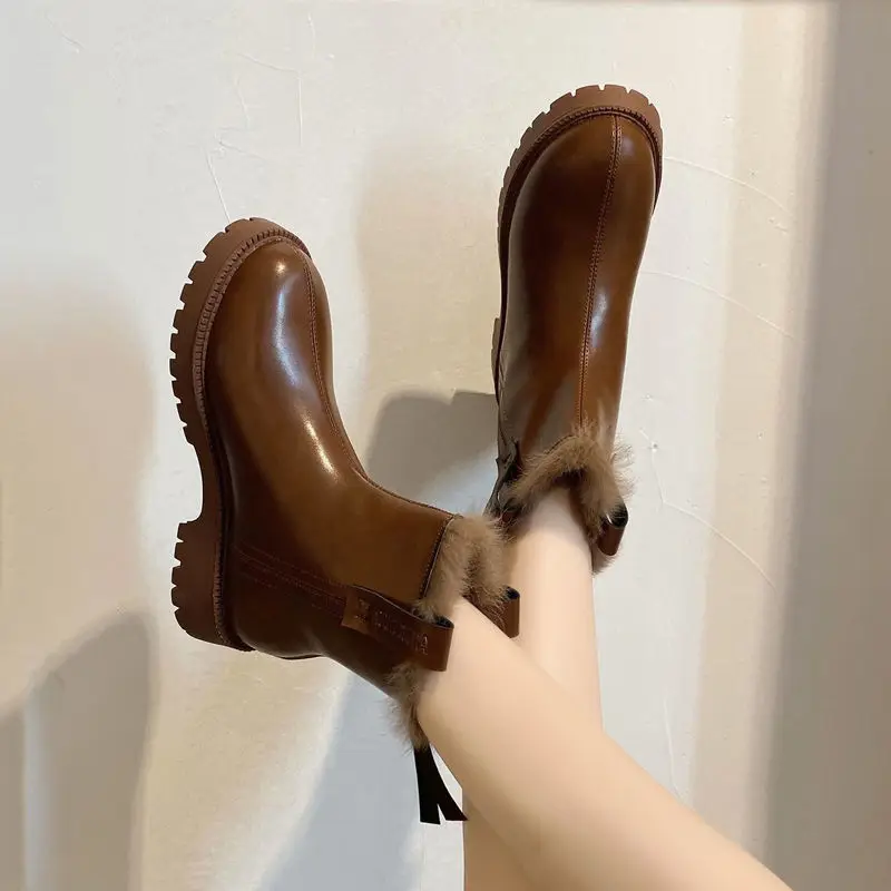 Ботильоны женские из лакированной кожи на платформе и толстом каблуке|Женские