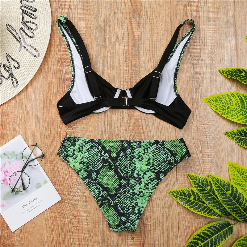Змеиный принт бикини 2019 Mujer Холтер Купальник женский цельный купальник со