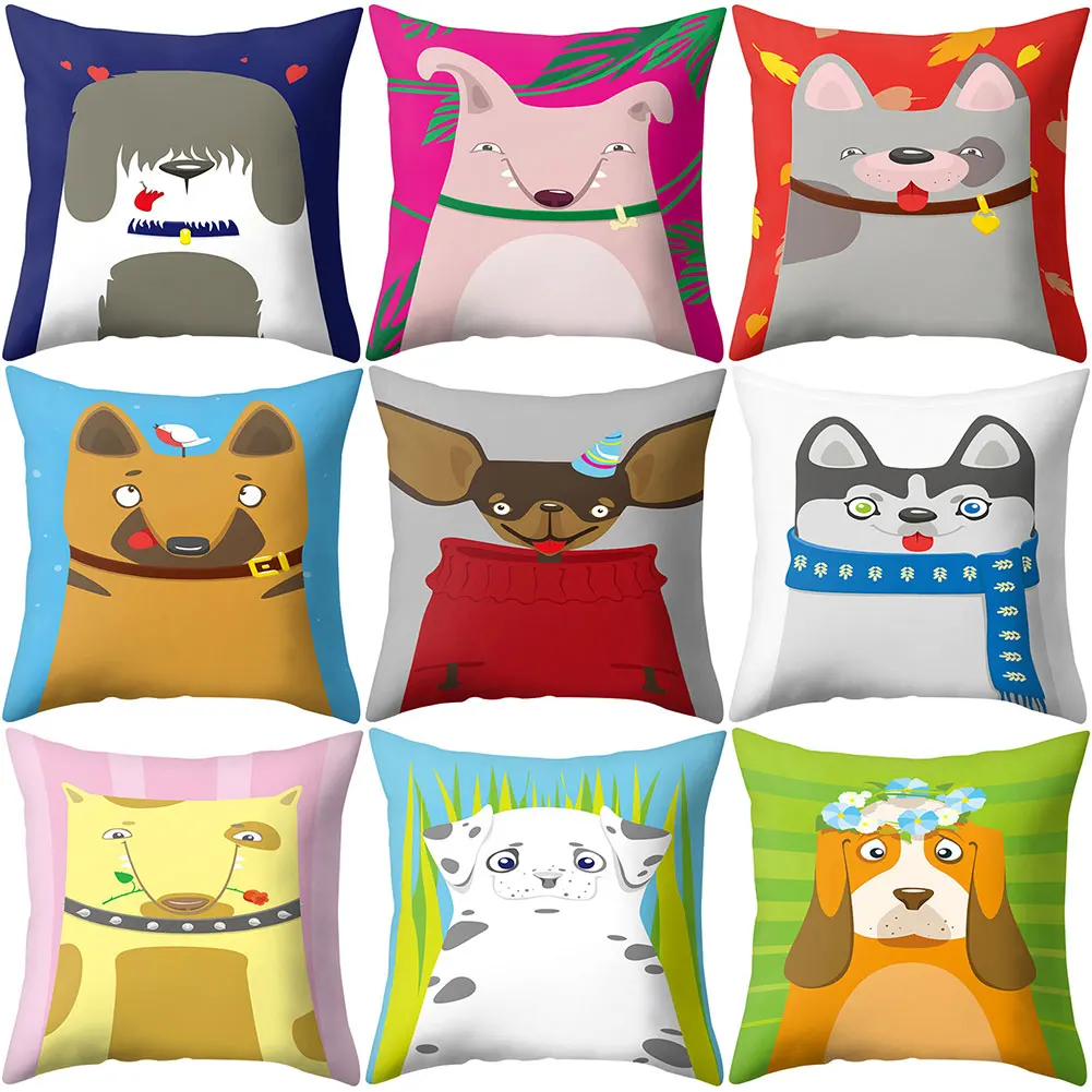 Pillowcase Cushion Cover 45*45 Animal Dog Bear Print Sofa Decorative Cushions Pillow Cases Polyester Home Decor Covers | Дом и сад
