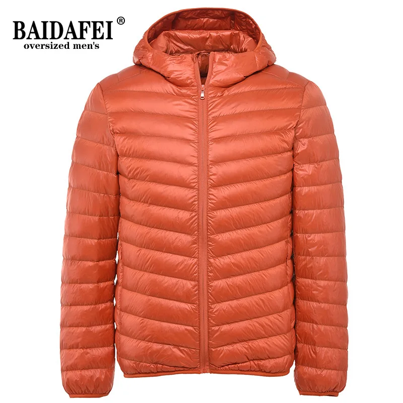 

Plus Size 8XL 9XL 10XL 11XL Jacket 2021 Spring Qutumn Men's Lightweight Water-Resistant Packable Hooded Puffer Jacket Orange