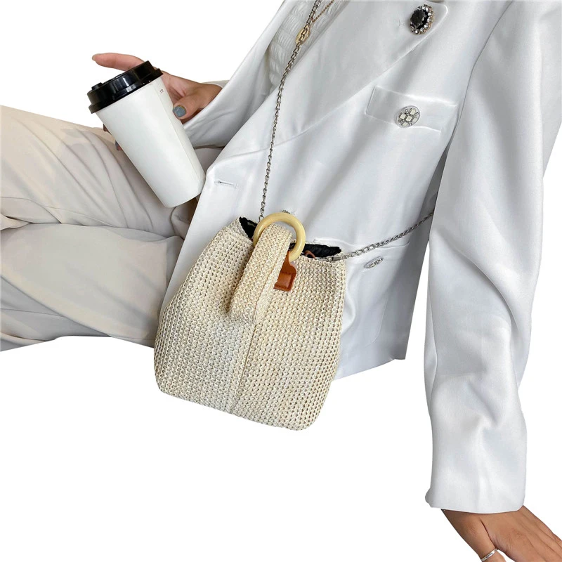 Женские кошельки, Соломенная Сумочка-ведро, Классическая сумка на плечо, легкая сумка через плечо для хранения, лидер продаж, модный наряд с ...