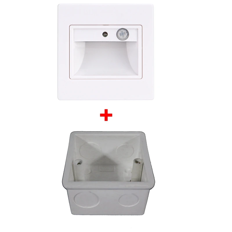 white with 86box Детектор движения PIR+ светильник с датчиком, светодиодный лестничный светильник s, светодиодный инфракрасный индукционный светильник для человеческого тела, утопленные в ступеньках, настенные светильники 86 коробок - Цвет абажура: white with 86box