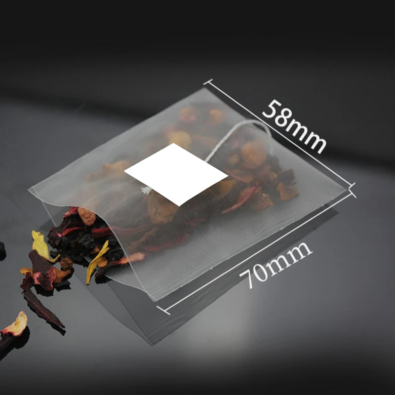 

1000pcs/lot nylon pyramid tea bags filters transparent empty teabags 5.5*7cm Customized logo