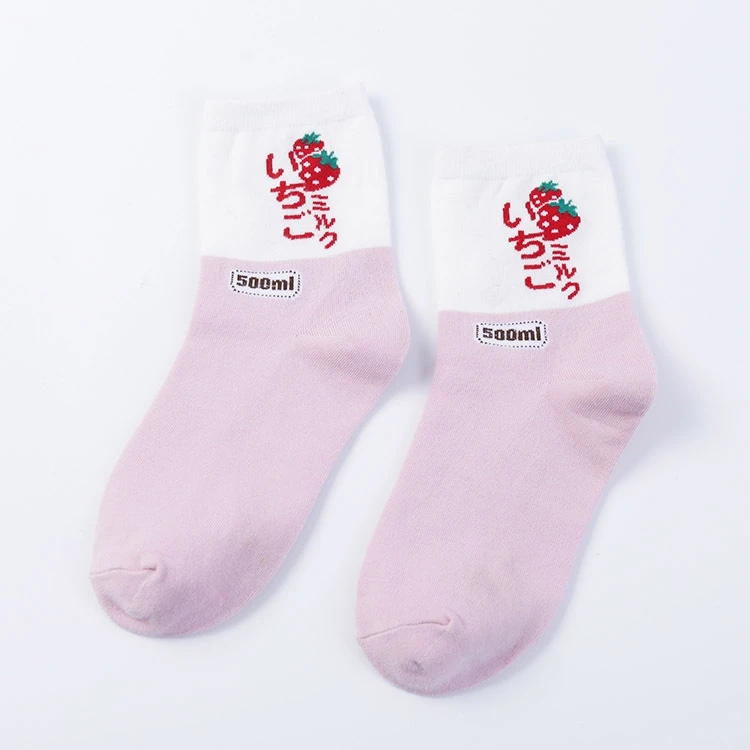 pink CHAOZHU японский swag мультфильм Динозавр пекарь молоко посылка для женщин девочек забавные носки повседневные уличные хип-хоп Модные женские harajuku - Цвет: pink