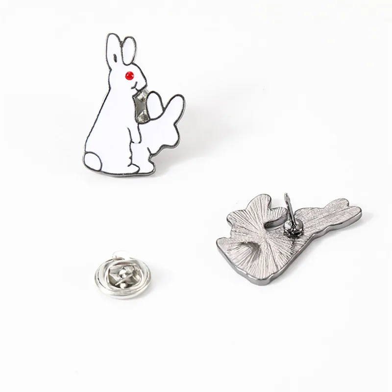 Милый белый кролик брошь мультфильм животное эмаль металлическая пряжка булавка