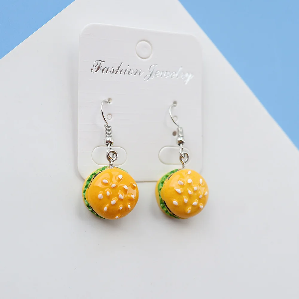 

Simulation Bread Baguette Biscuit Egg Tart Pendant Earrings Ladies Girls DIY Handmade Creative Pendant Earrings Jewelry Accessor