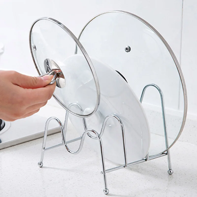 

1PCS Kitchen Chopping Board Pot Lid Storage Rack Iron Bracket Pot Lid Storage Rack Sitting For Home Kitchen Storage Accessories