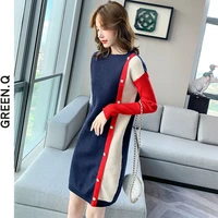 autumn knitted long pullover dress o neck long knitted autumn long sleeve pull jumpers female tops female