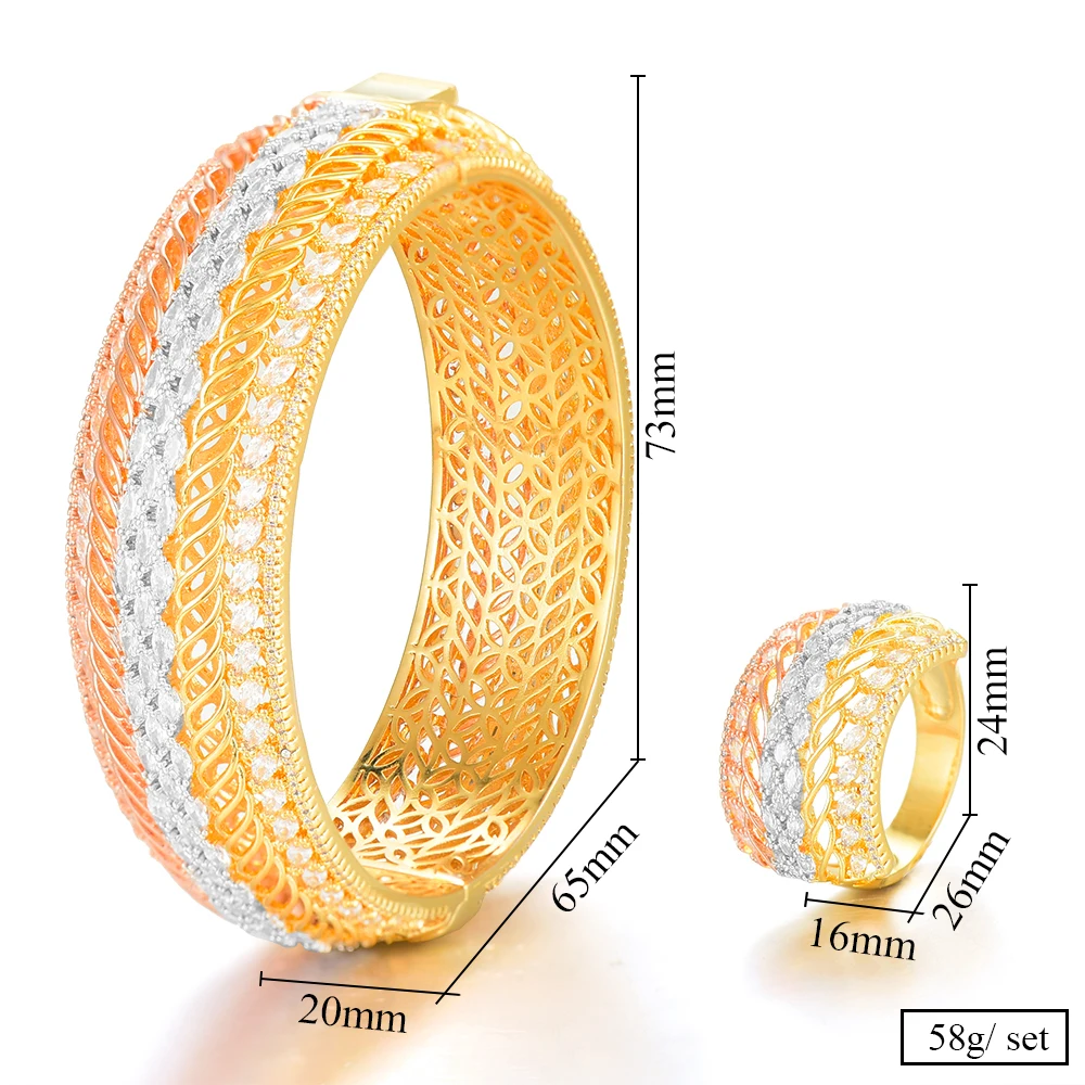 

SISCATHY Brand Noble Luxury New Design Bangle Ring Jewelry Set for Women Bridal Engagement Wedding Party Show Accessories