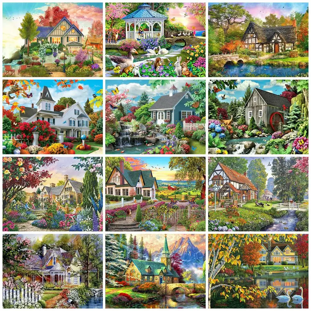 

Royal Secret Square Diamond Painting House Cross Stitch Embroidery Garden Rhinestones Art Handwork Bead Picture Kits Home Decor