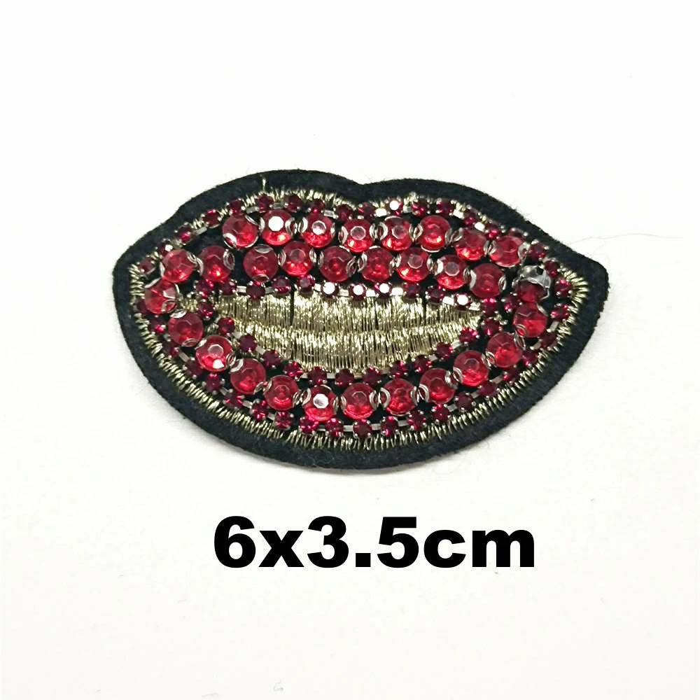 

embroidery beaded lip mouth embroideried patches for clothing DE-3329