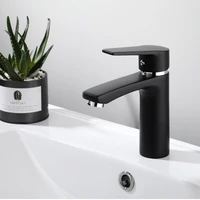 copper body single hole bathroom basin hot and cold mixed black single handle washbasin faucet