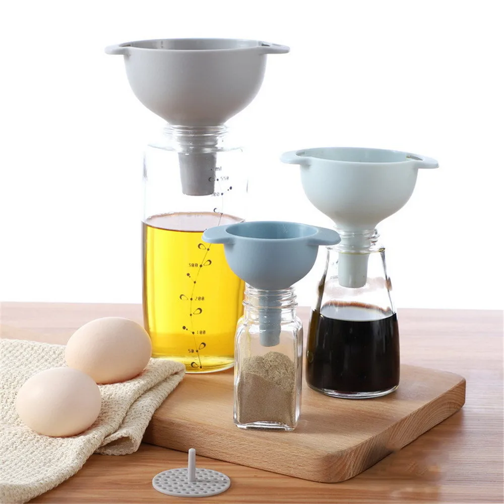

4 in 1 Household Filter Multi-function Funnel Set Oil Hopper Filter Oil Can Sub-packaging Plastic Funnel Kitchen Tools