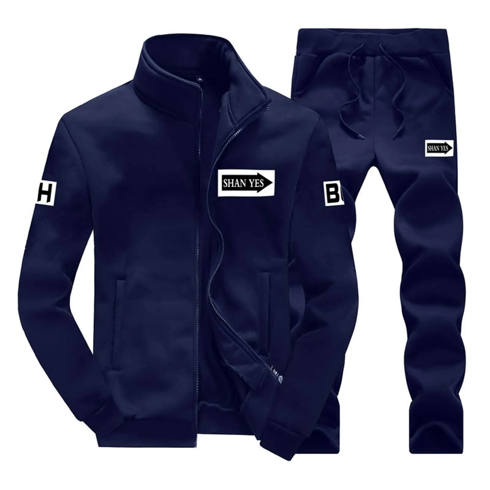 

New Men's Set Spring Autumn Man Sportswear 2 Piece Sets Sports Suit Jacket+pant Sweatsuit Male Tracksuit Asia Size M-3xl#3