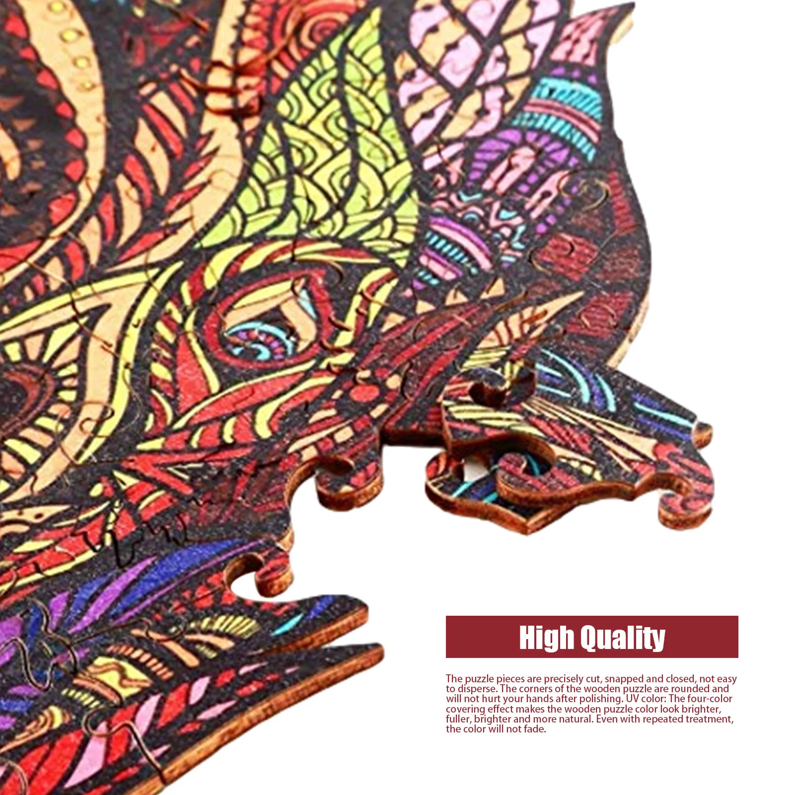 

Wooden Jigsaw Puzzle Unique Shape Mysterious Lion Animal Puzzle Assembly Toys for Children Adults Birthday Gifts Brain Training