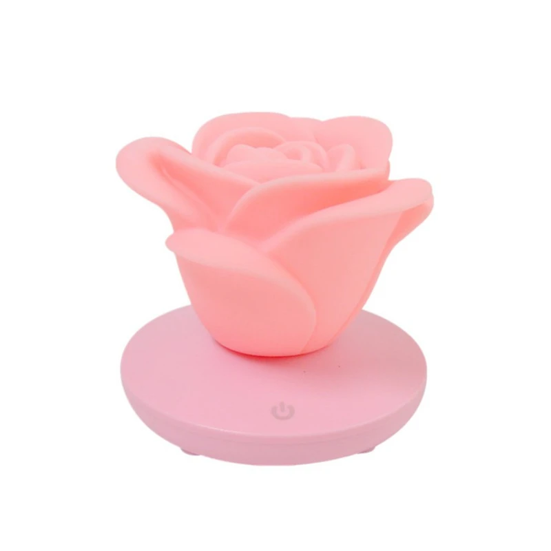 Креативный розовый Силиконовый светильник с USB зарядкой Ночной в виде Розы 3