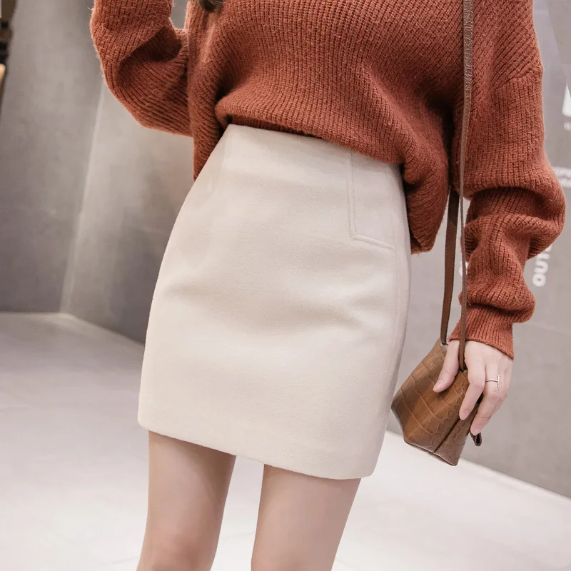 

Skirts Women A-line Plus Size Solid High Waist Slim Elegant All-match Korean Style Trendy Womens All-match Vintage Autumn Simple