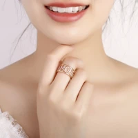hollow design cubic zirconia amore letter adjustable rings for women one size love ring crystal 2021 trend fashion jewelry party