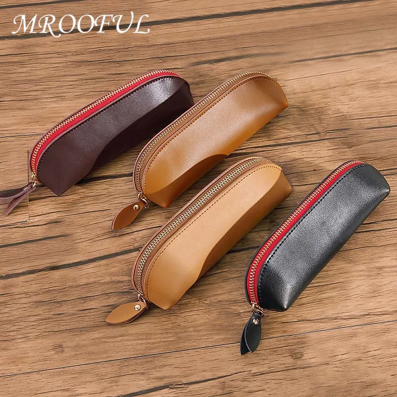 Чехол для карандашей из натуральной кожи в стиле ретро ручной работы воловьей на