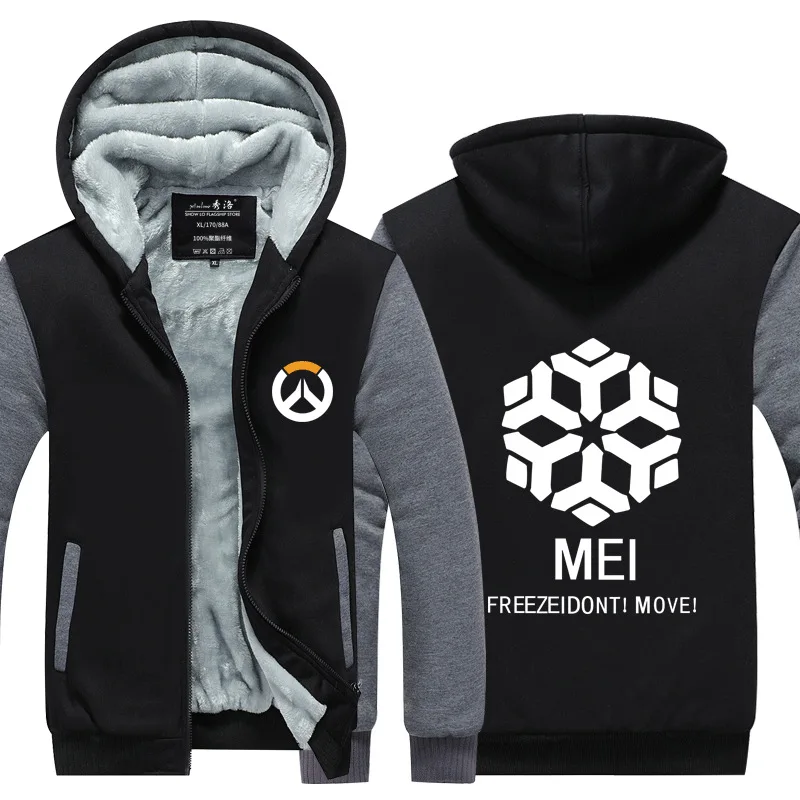 OW Dva Mercy Mei зимняя куртка на молнии из плотного флиса уличная Толстовка Спортивная