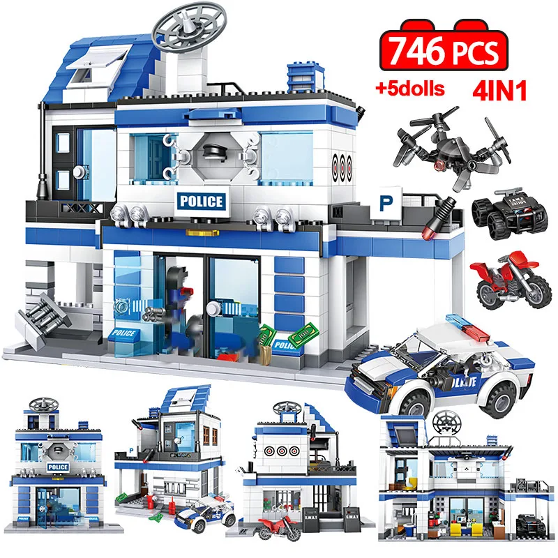 Город Полицейский участок строительные блоки вертолет спецназа для автомобилей