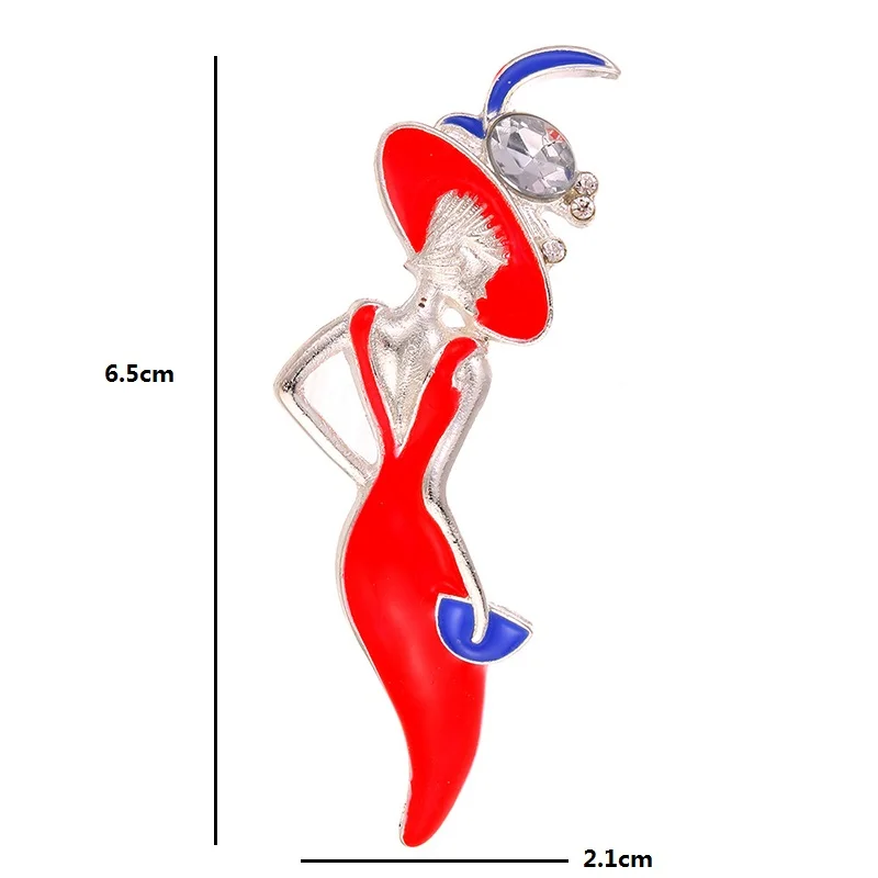 

Wuli&baby Retro Style Wearing Hat Lady Brooches Women 3-color Enamel Beauty Figure Party Office Brooch Pins Gifts