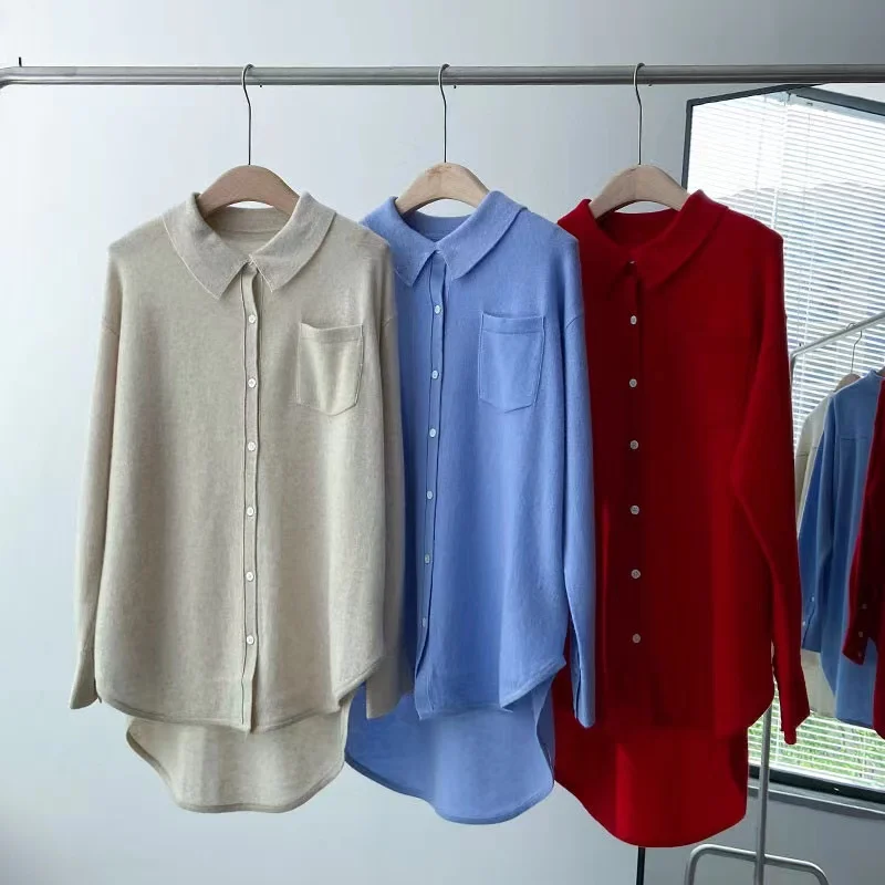 

High Quality Runway Design Sweater Women 2022 Spring Knitted Solid Femme Cardigan Cashmere Single Breasted Sweater