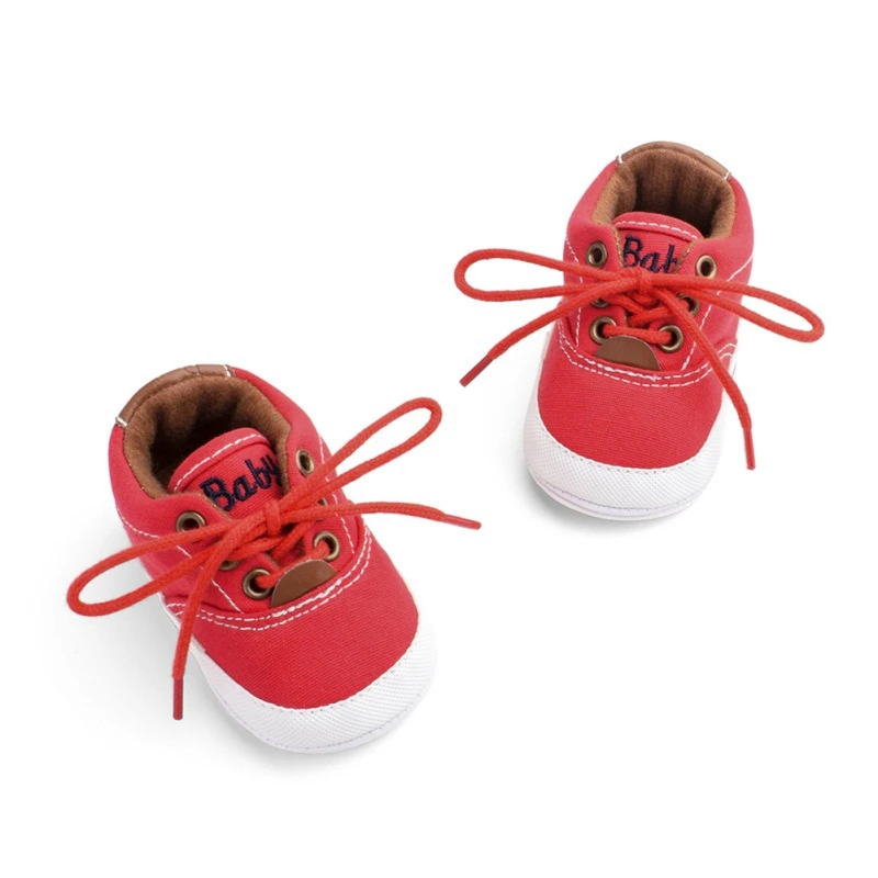

Baby Classic Solid Color Casual Canvas Shoes Lace-up Sneakers Soft-soled Infant Toddler Shoes