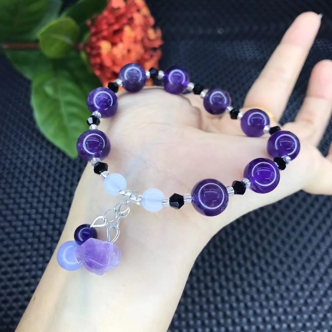 

10mm Natural Brazilian Amethyst Beads Bracelet Color Beautiful Purple Lavender Amethyst Pendant Reiki Healing Energy Bracelets