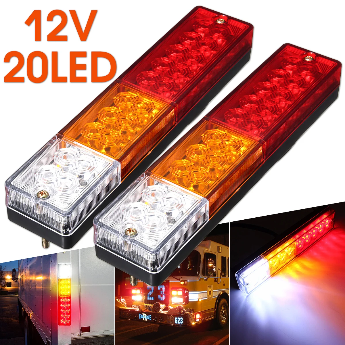 

12V 1 Pair 20LED Waterproof Trailer Fog Lights Tail Light For Truck Boat Caravan Driving Tail Rear Lamps Safety Warning Lantern