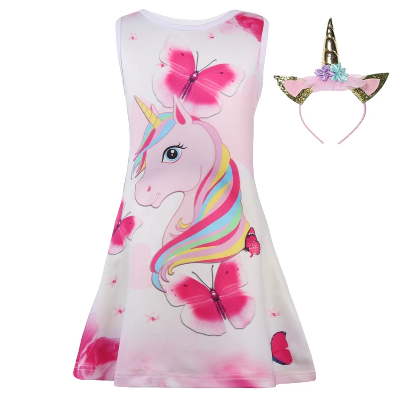 2018 Baby Kids Dresses Girls Dress Sleeveless Clothing Children Princess Party Unicorn Clothes | Детская одежда и обувь