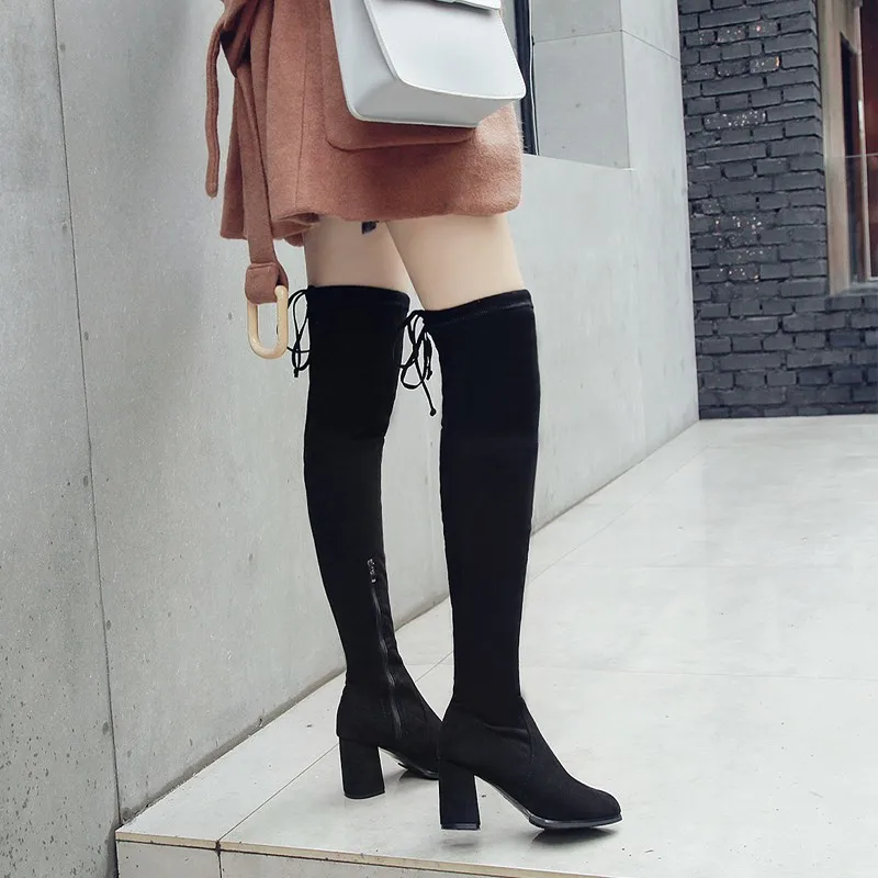 2018 г. новые модные зимние женские ботинки пикантные черные теплые с острым носком