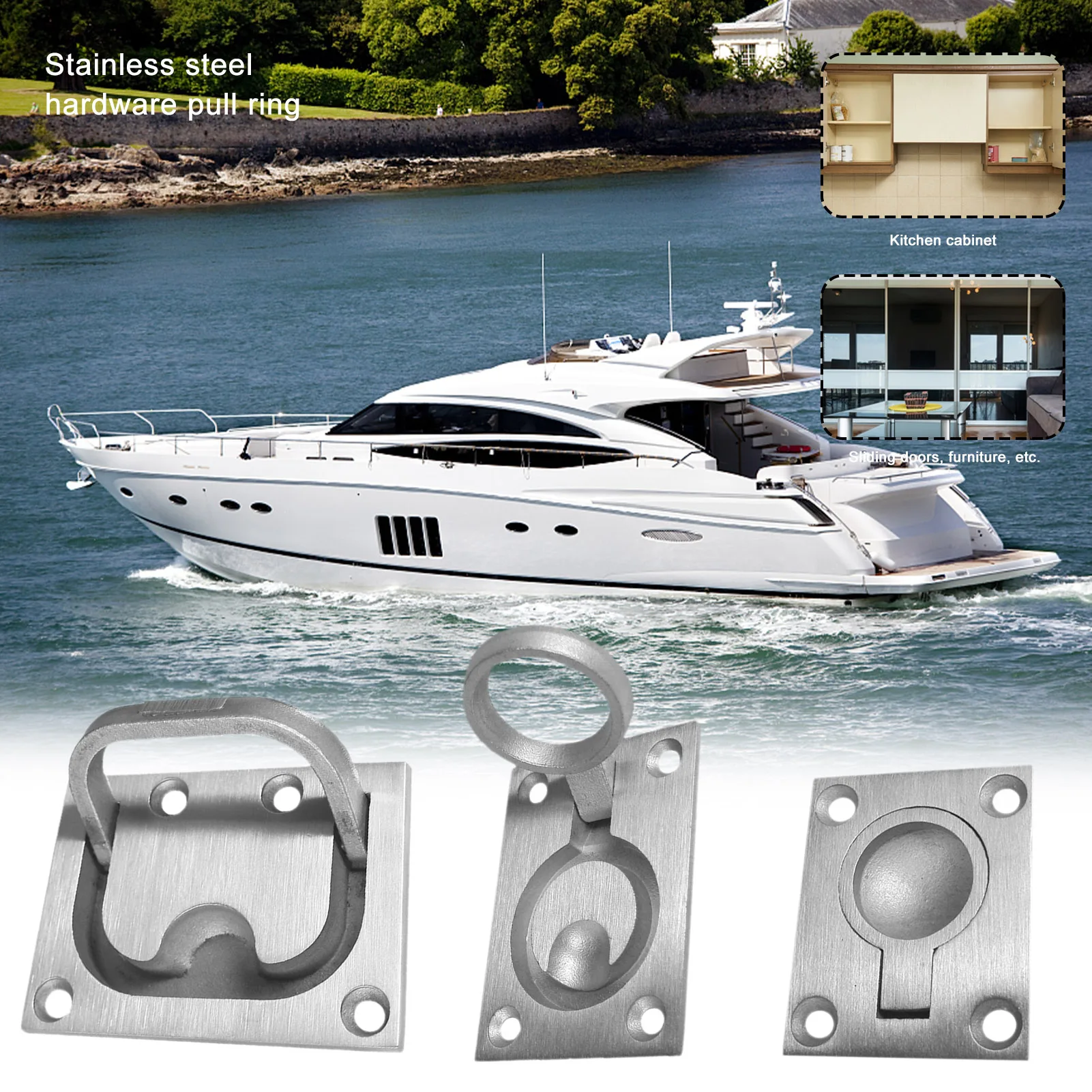 

Marine Rings Minimalist Folding Handle Stainless Steel Yacht Hardware Pull Ring Marine Floor Buckle Deck Cover Buckle Cabin Cove