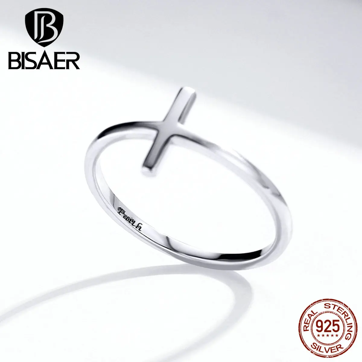 Крест Anel BISAER 925 пробы серебряный крест вера женские кольца на палец для женщин модные ювелирные изделия из стерлингового серебра ECR562