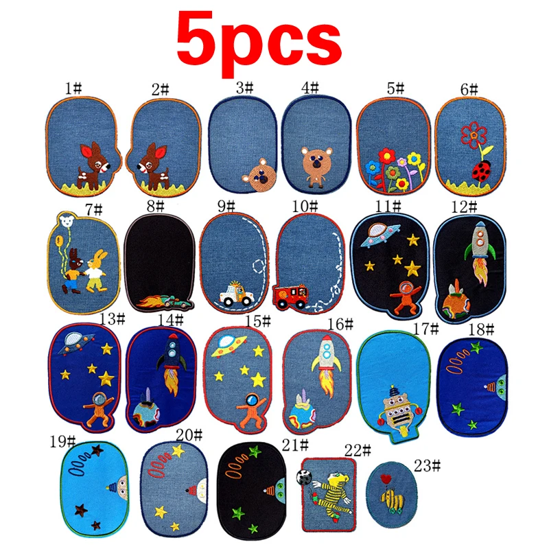 5шт. вышивка патч ткань наклейки детские джинсы ремонт коленных дыр S78 on.