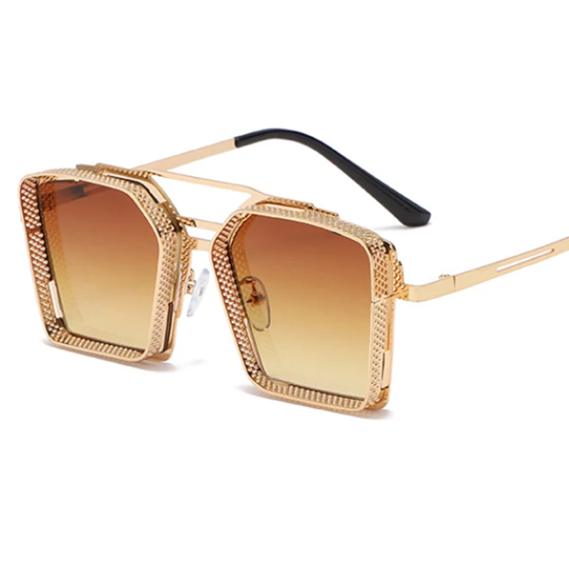 Мужские УНИКАЛЬНЫЕ Солнцезащитные очки в квадратной металлической оправе