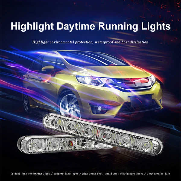 

1 шт. Автомобильные дневные ходовые огни, дневсветильник огни, Стайлинг автомобиля, лампа DRL, 6 светодисветодиодный, светильник противотуман...