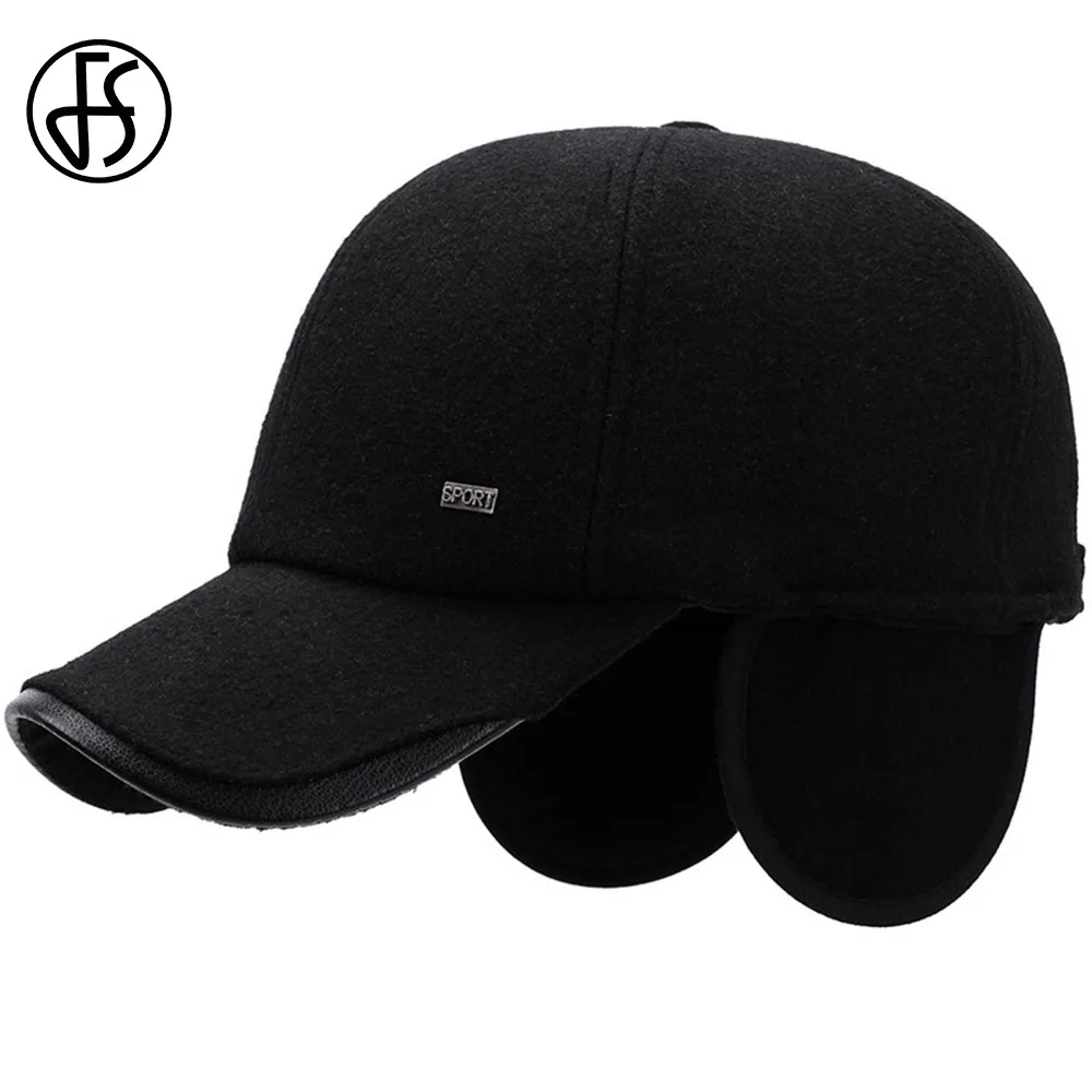 FS Мода зима шерсть уха лоскут Бейсбол кепки для мужчин женщин Открытый Теплый