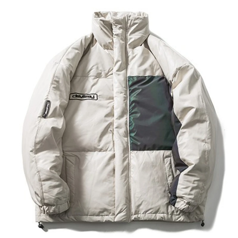 

Модный белый зимний мужской пуховик, одежда для пары, утепленный пуховик, куртка с воротником-стойкой, теплое пальто