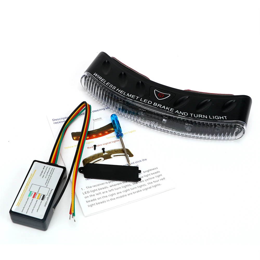 ITimo Motorcycle Accessories Warning Light Brake and Turn Signal 8 LED 2.4G Wireless Helmet Lamp |