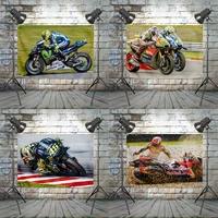 motorcycle racing poster wall art locomotive hanging cloth motorcycle modification and repair shop decoration banners flags