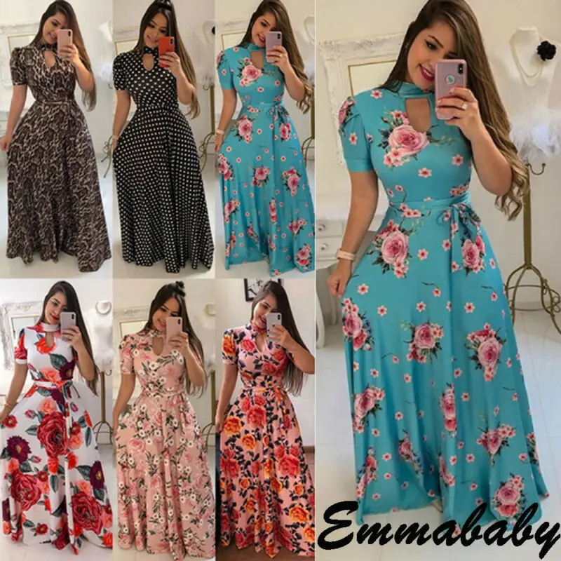 Женское длинное платье Повседневное с цветочным принтом женское вечернее лямкой